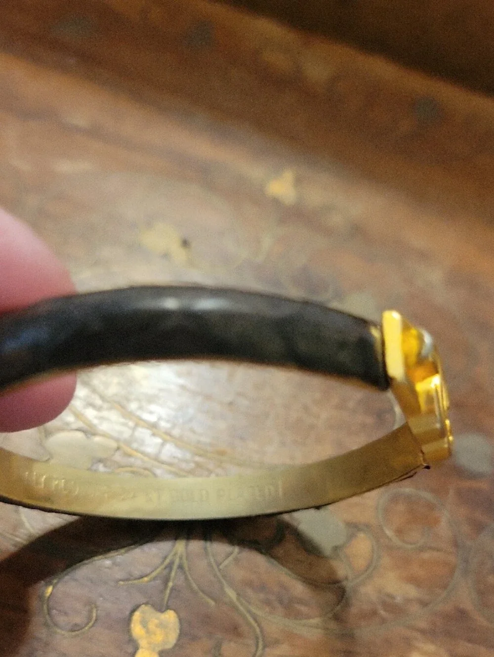 Double G 24KT GOLD Plate - Made In Italy Interlocking Logo Leather Bracelet